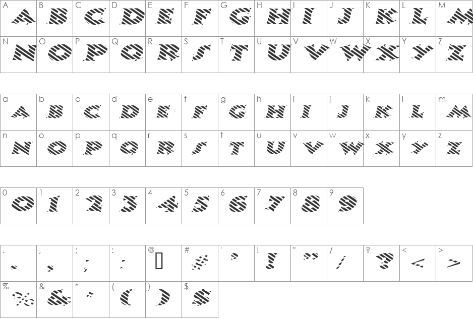 CandyStripeExtended font character map preview