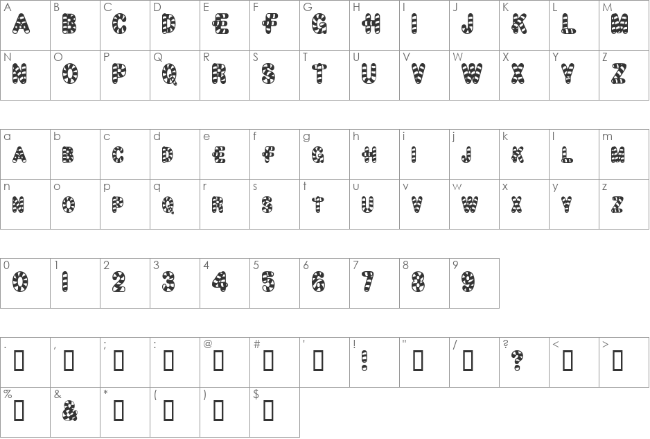 CandyTime font character map preview