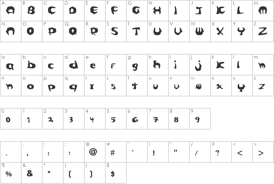 Cangrejas font character map preview