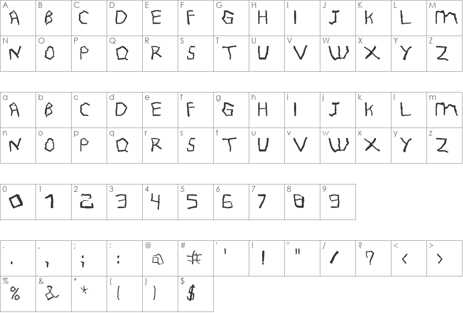 Cantareira font character map preview