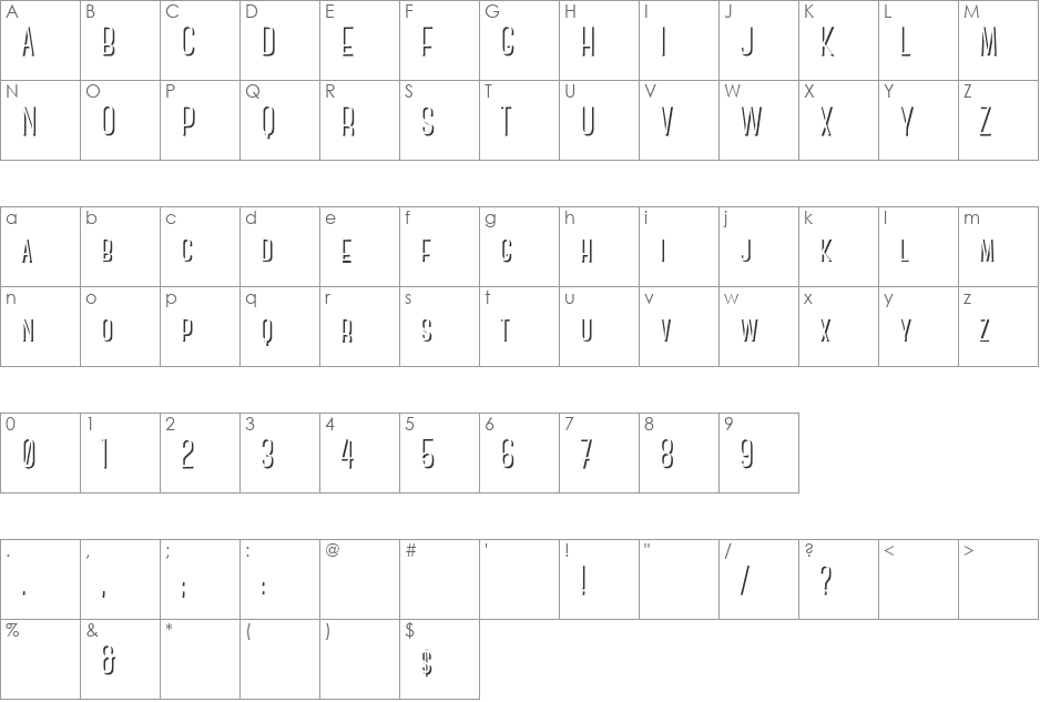 Canter font character map preview