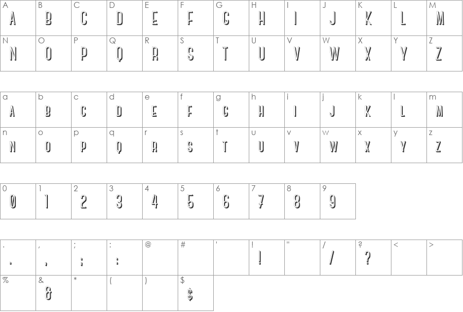 Canter font character map preview