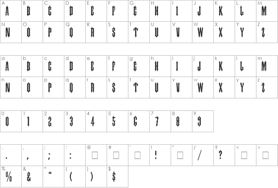 Cantina Expanded SSi font character map preview