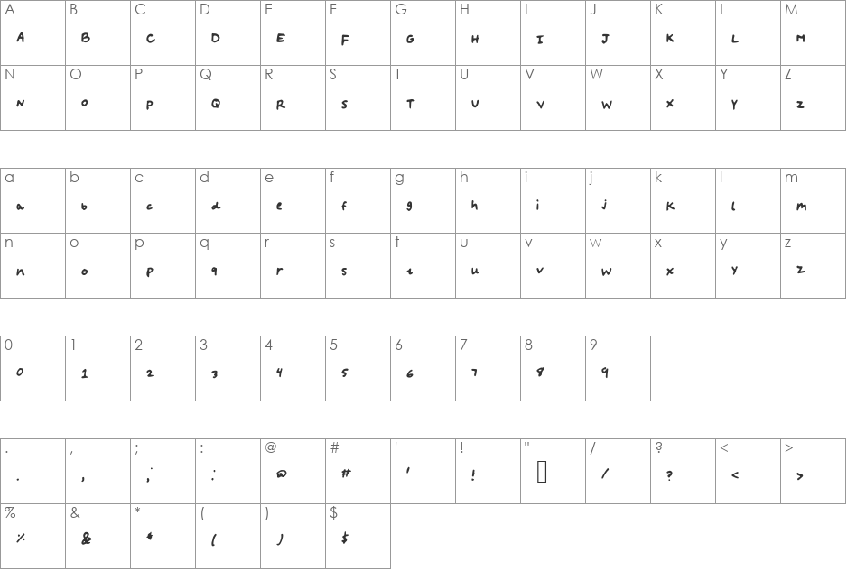 cantreach font character map preview