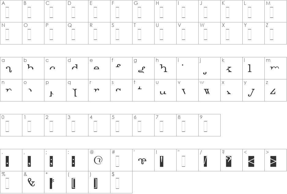 Canyou font character map preview