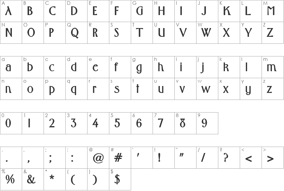 CapatolaSSK font character map preview