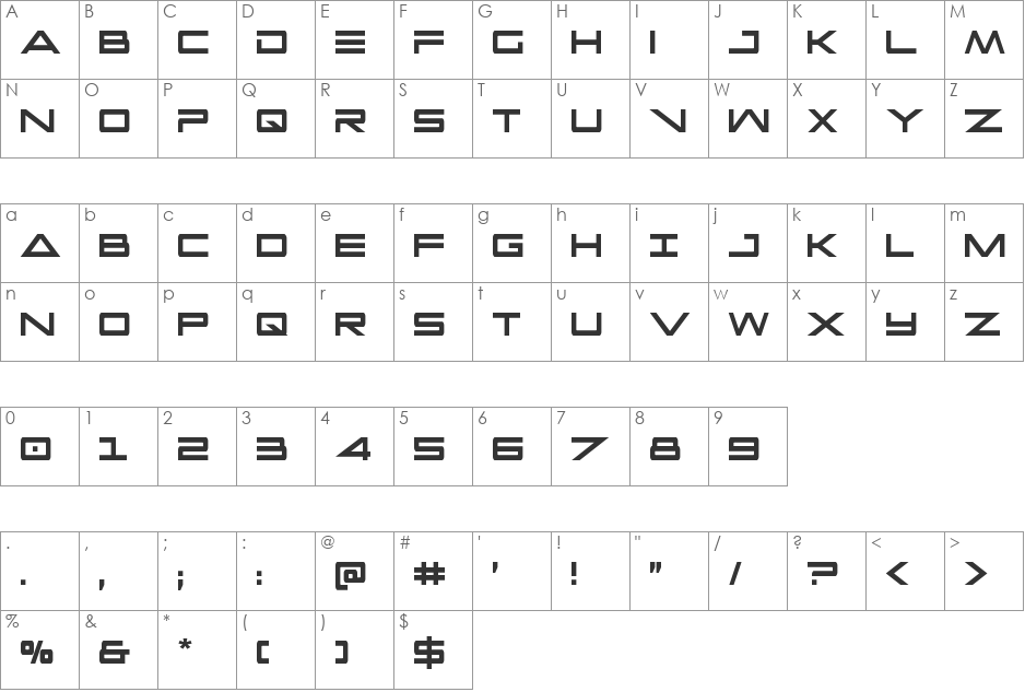 Capella Extra-condensed font character map preview