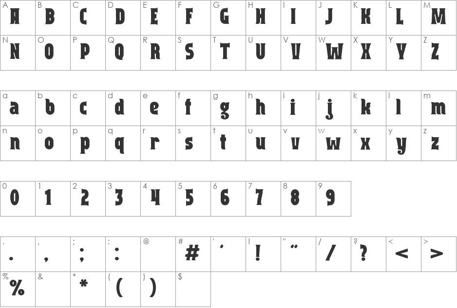 Capitalist font character map preview