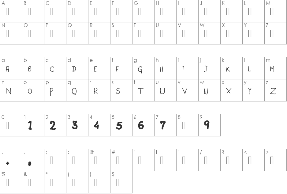 Capitals font character map preview