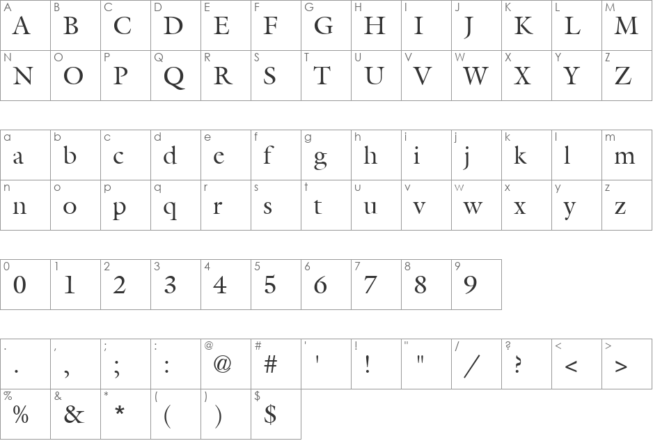 Capitol font character map preview