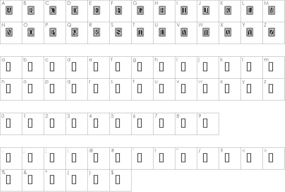 Capitular Moldurada font character map preview