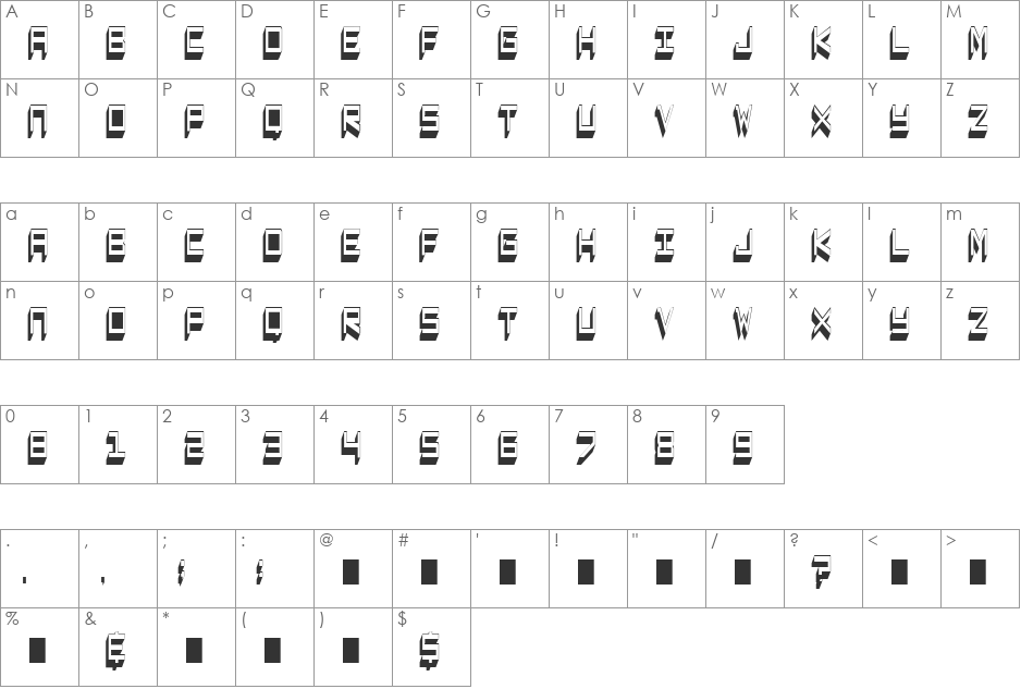 Captain Lethargic font character map preview