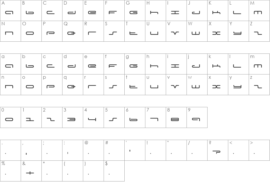Captain Podd font character map preview