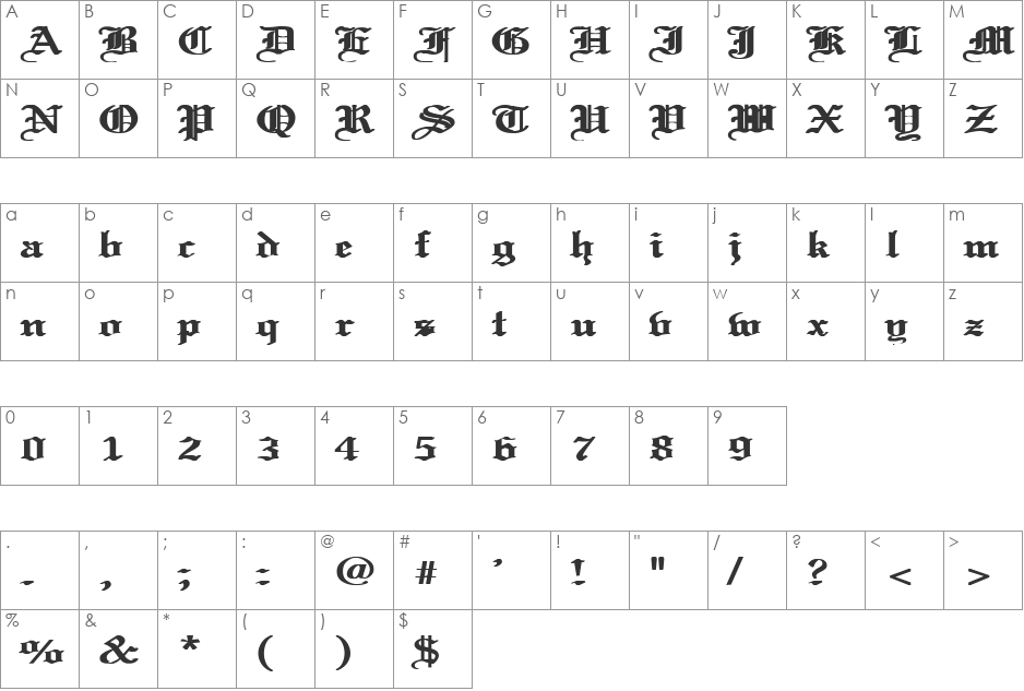 Captive Angel 8 font character map preview