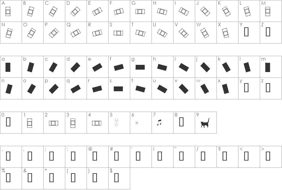 Car font character map preview