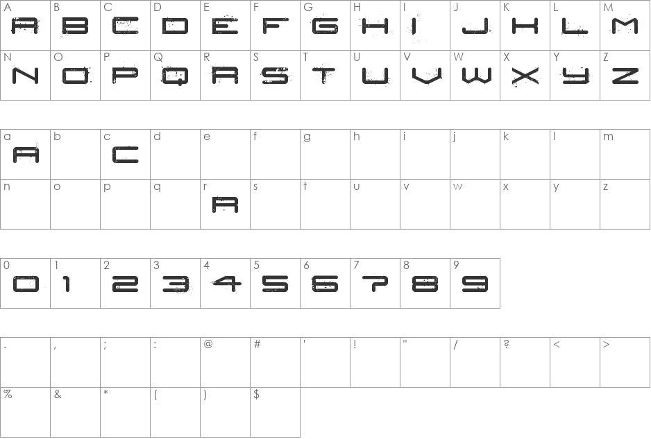 Car Crash font character map preview