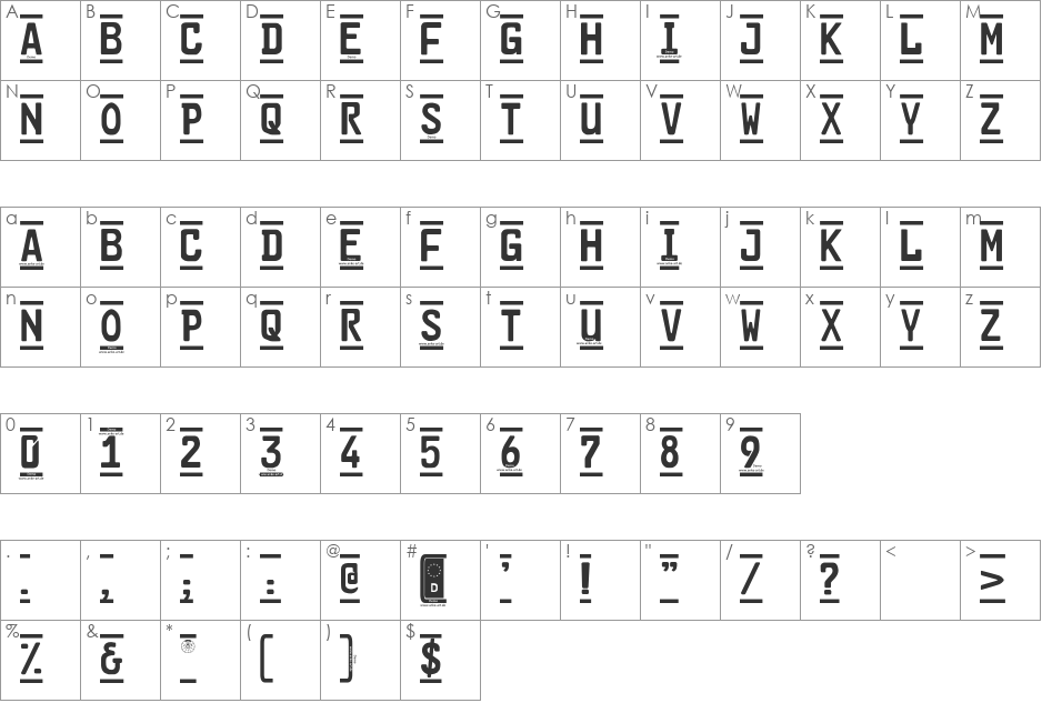 Car-Go Frame 3.1 Demo font character map preview