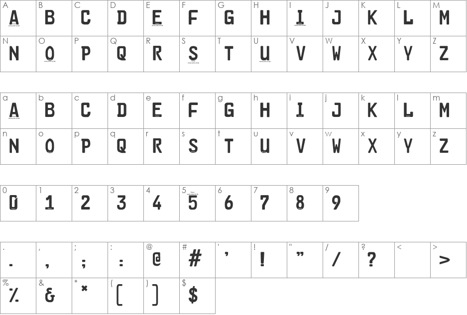 Car-Go Plain 3.1 Demo font character map preview