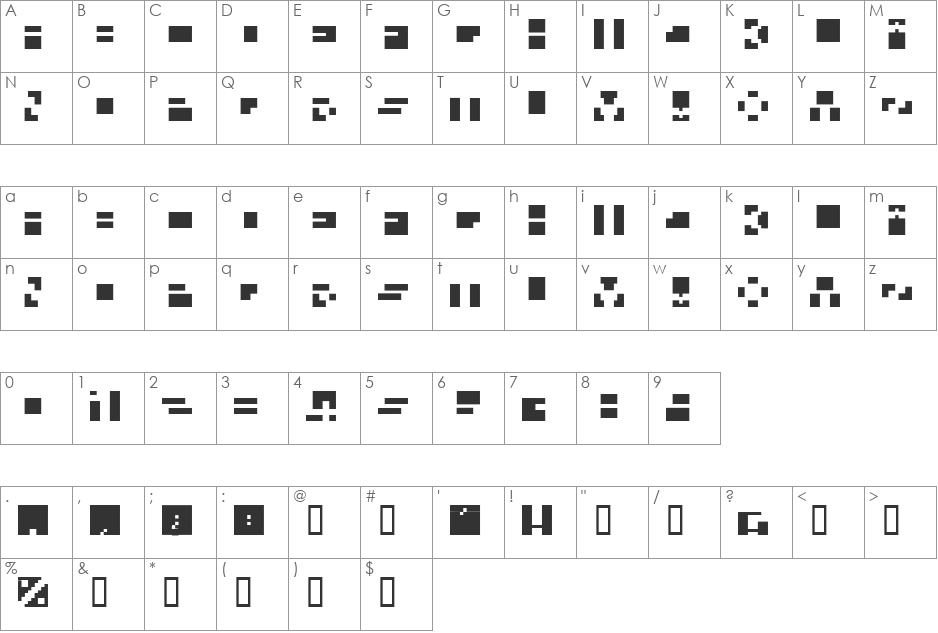 Caracterielle font character map preview