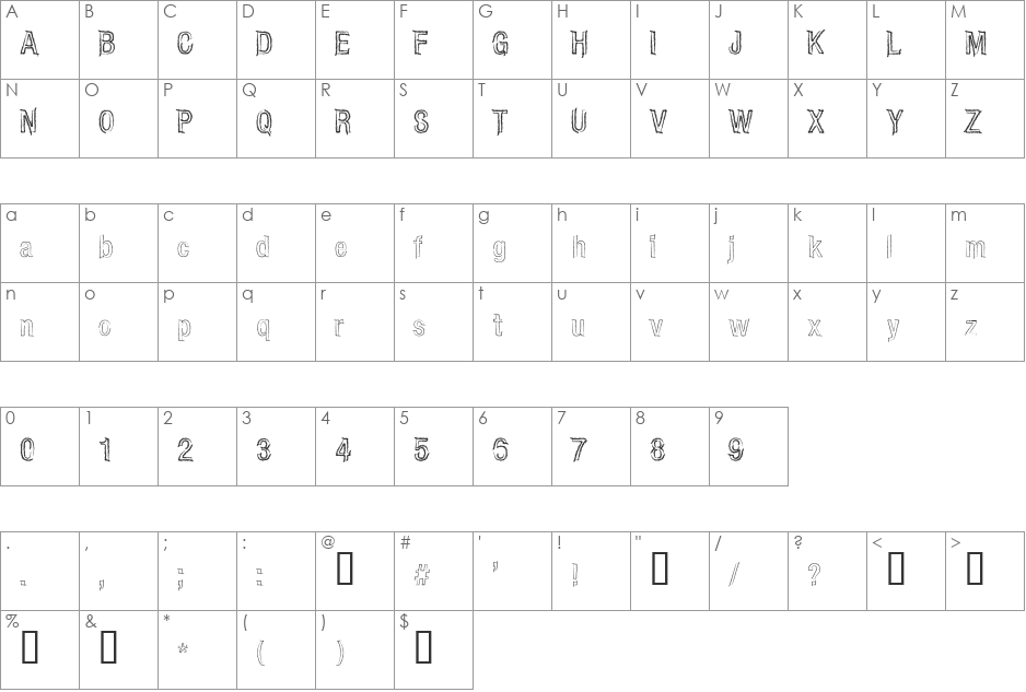 CARBONCILLO PALO font character map preview