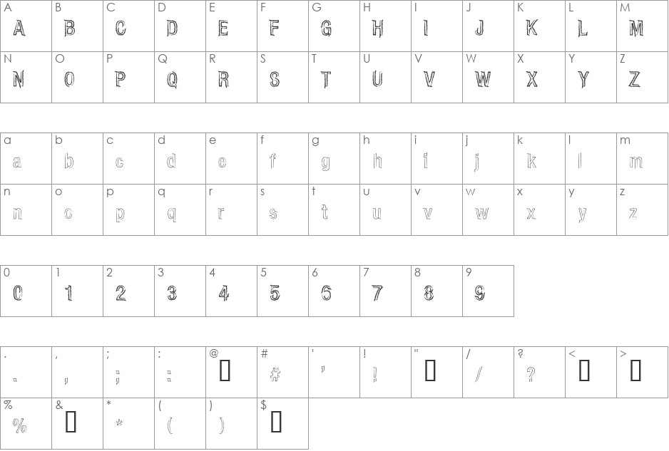 CARBONCILLO PALO font character map preview