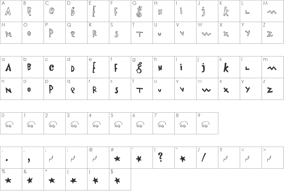 Airboy font character map preview
