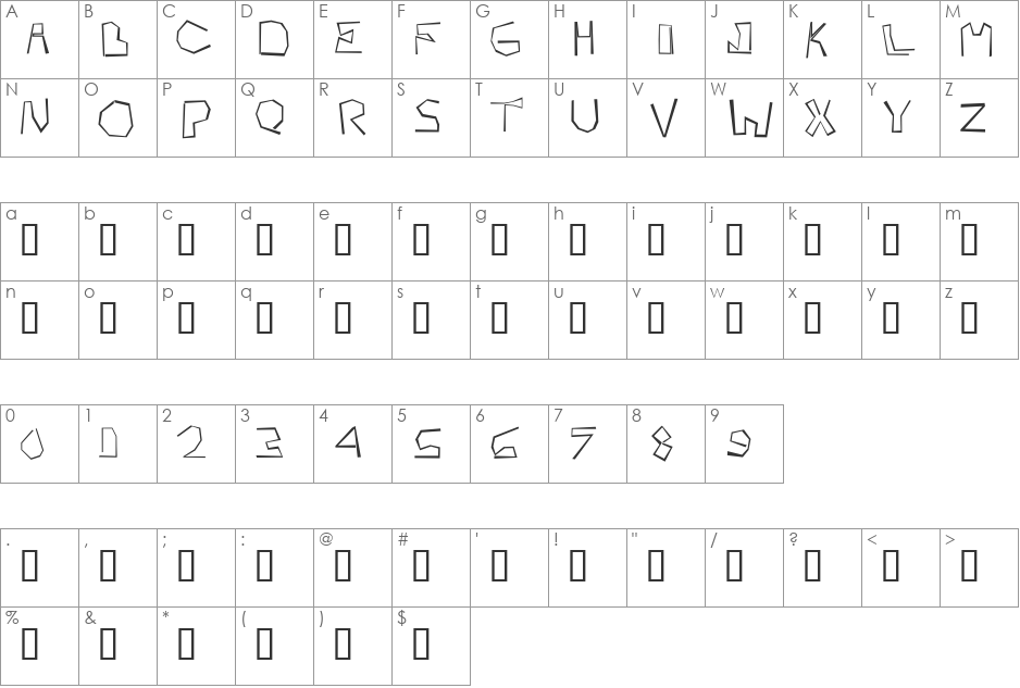 Cardboard Love font character map preview