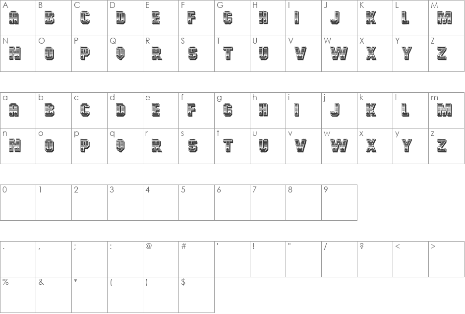 Cardiff font character map preview