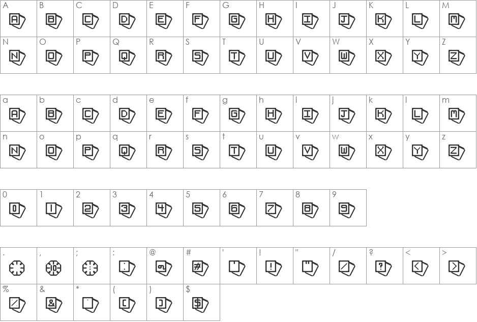 Cards font character map preview