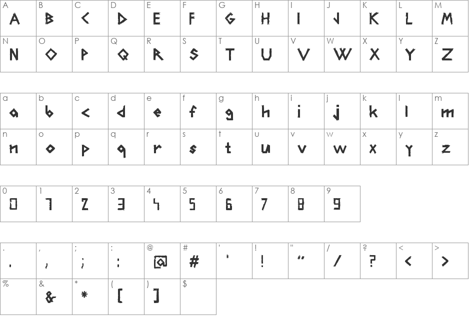 CarFont font character map preview