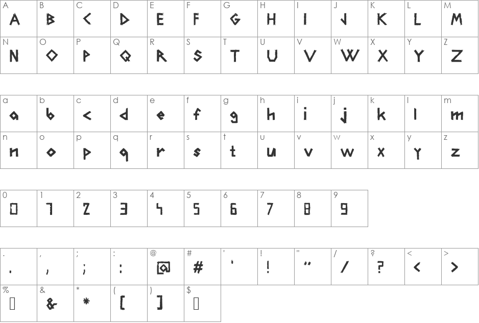 CarFont font character map preview