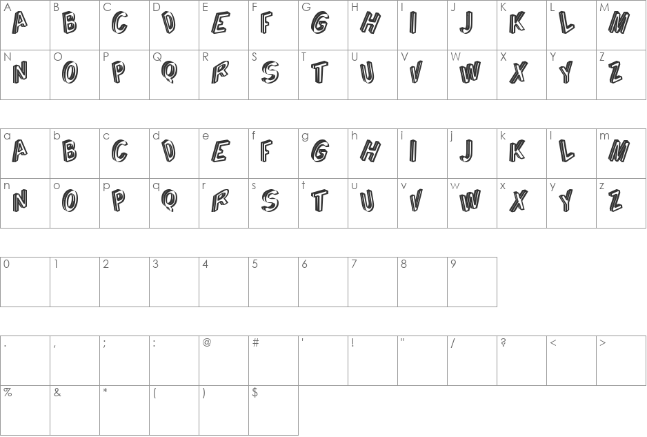Cargante tfb font character map preview
