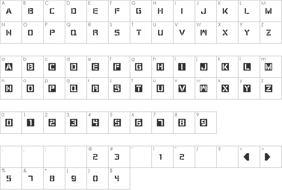 Cargo Bay font character map preview