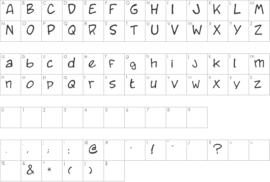 Caricature.fr font character map preview
