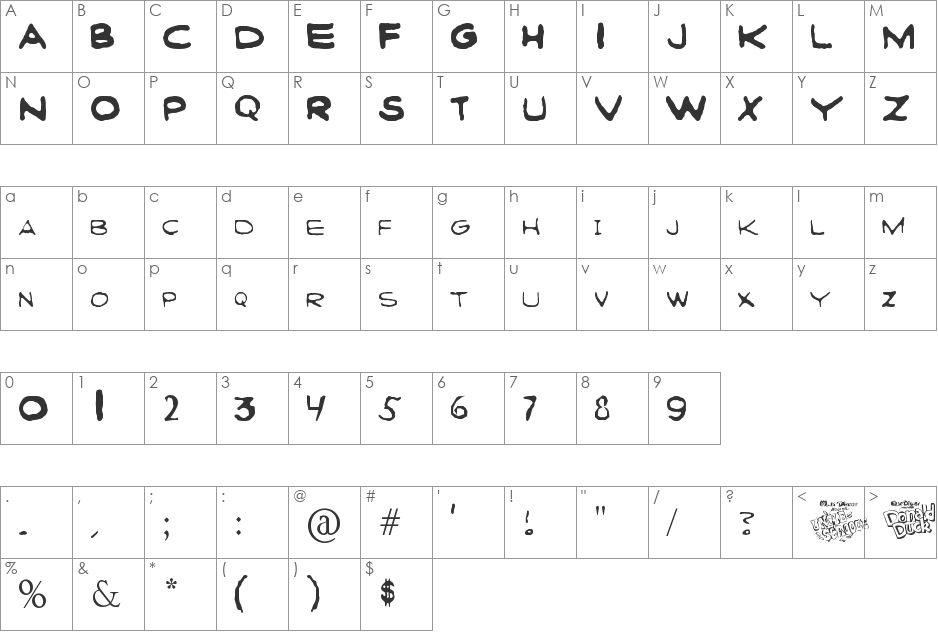 Carl Barks Comic font character map preview