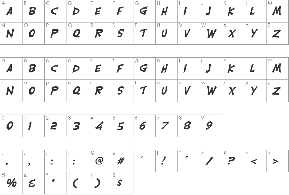 Carlisle font character map preview