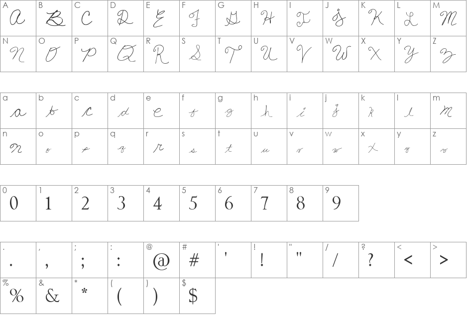 CARMEN font character map preview