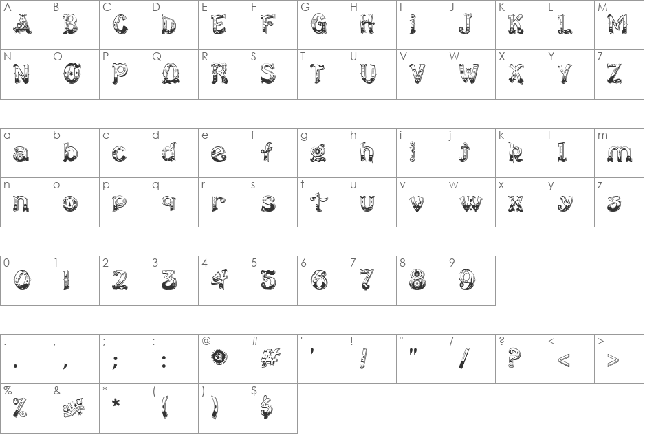 CarnavaleDelight font character map preview