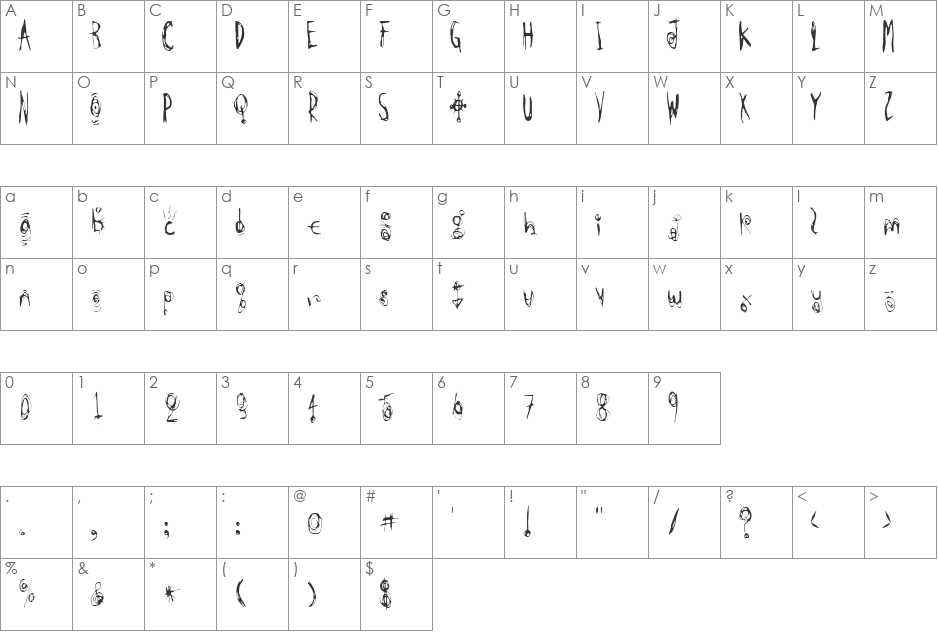 Carnival font character map preview