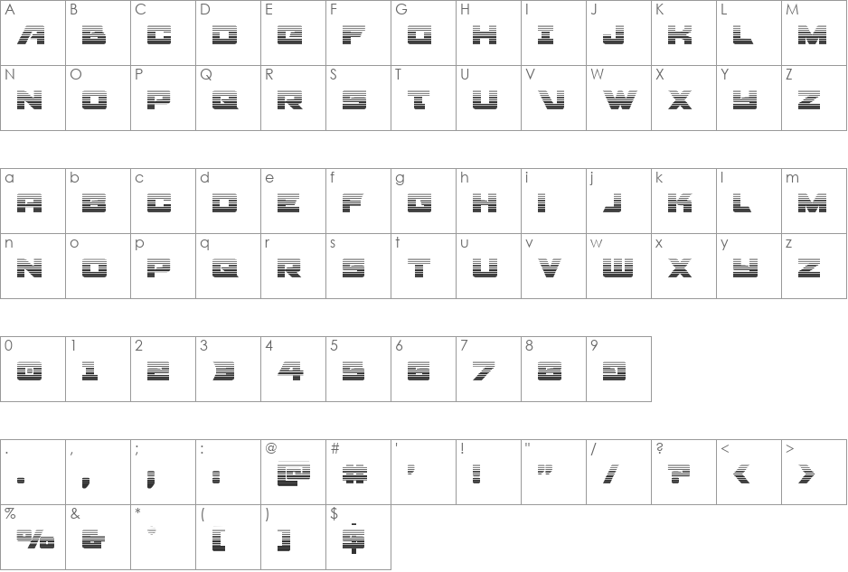 Aircruiser Gradient font character map preview