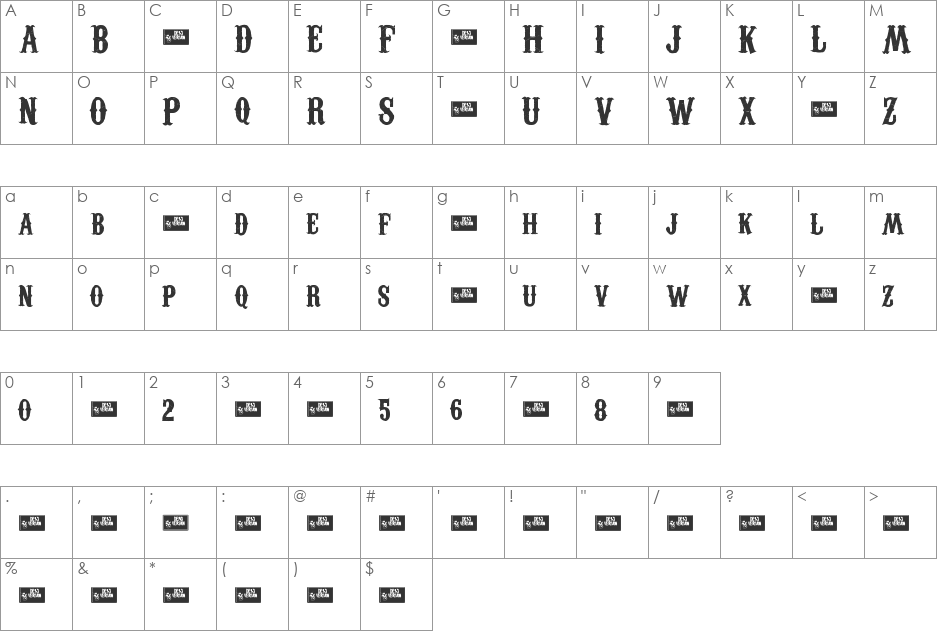 Carnivalee Freakshow Demo font character map preview
