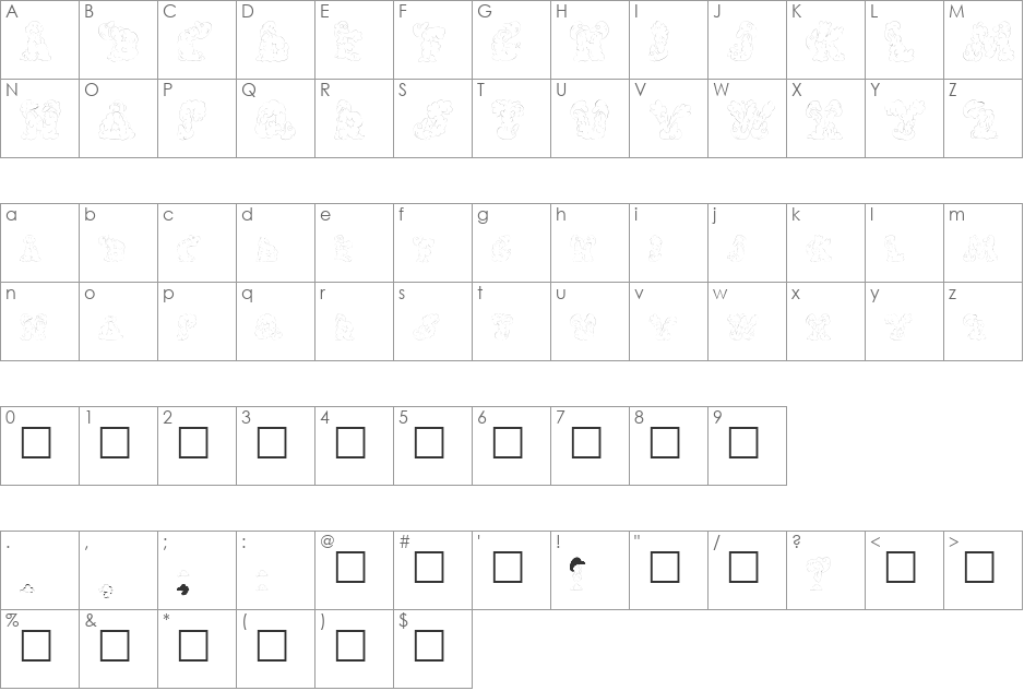 CarolesChunk font character map preview