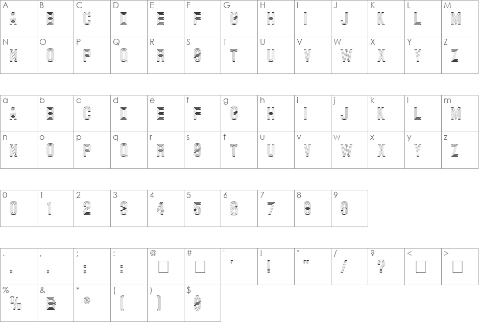 Carplate MN font character map preview