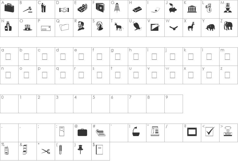 Carr Government font character map preview