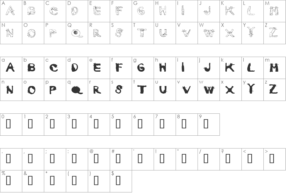 CarrieCattSH font character map preview
