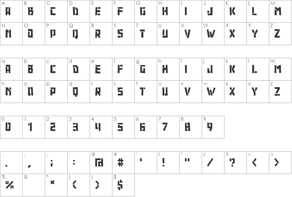 carro font character map preview