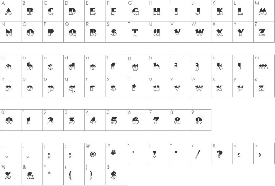 Carson font character map preview