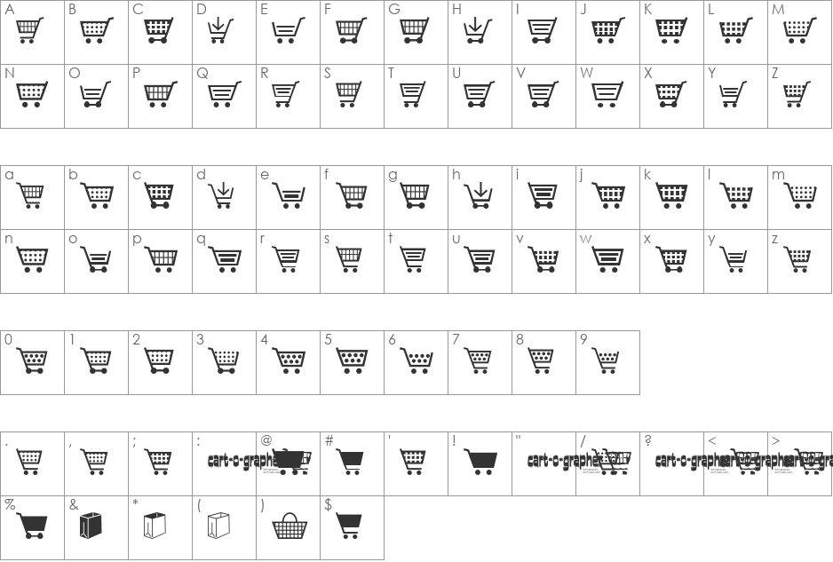 cart o grapher font character map preview