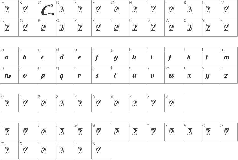 Carten demo font character map preview