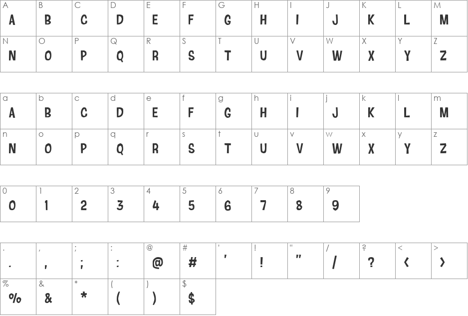 Cartonsix NC font character map preview